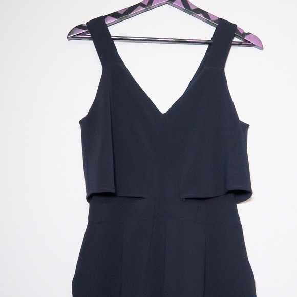 Zara Midnight Navy Layered Jumpsuit M - Picture 4 of 11
